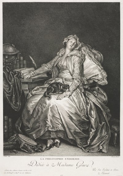 Madame Greuze sover av Jean Michel the Younger Moreau