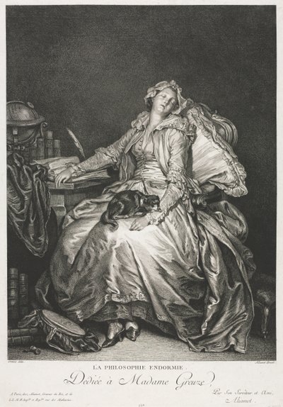 Madame Greuze sover, 1776. av Jean Michel the Younger Moreau