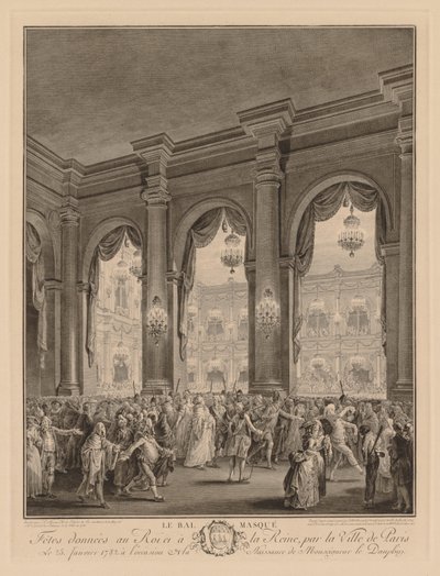 Maskeball på Hôtel de Ville, 23. januar 1782 av Jean Michel the Younger Moreau