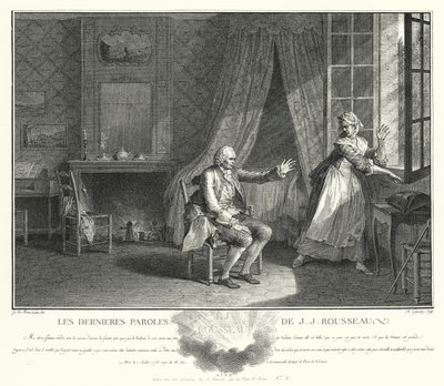 De siste ordene til Jean-Jacques Rousseau (gravering) av Jean Michel the Younger Moreau