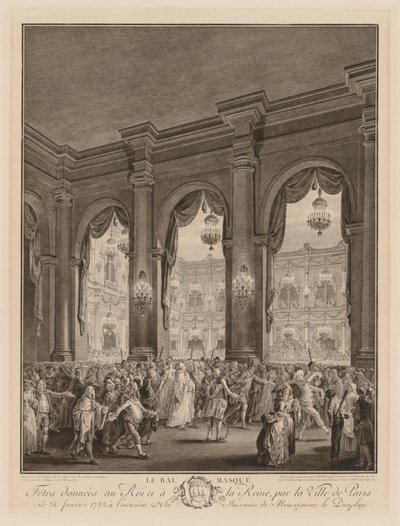 Maskeballen, 1782. av Jean Michel the Younger Moreau