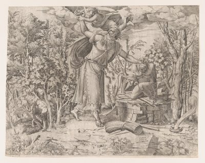 Abraham ofret Isak, 1535-55. av Jean Mignon
