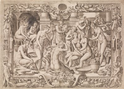 Kvinner som bader, 1535-55. av Jean Mignon