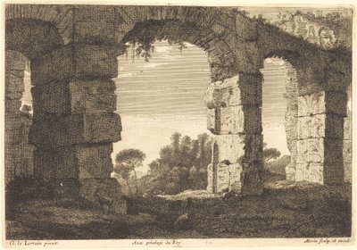 Ruinene av en akvedukt av Jean Morin after Claude Lorrain