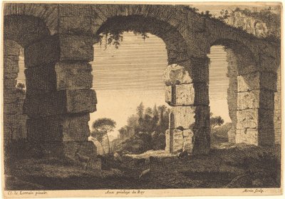 Ruinene av en akvedukt av Jean Morin after Claude Lorrain
