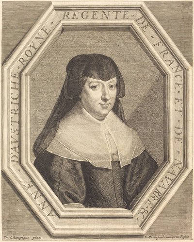 Anne av Østerrike av Jean Morin after Philippe de Champaigne