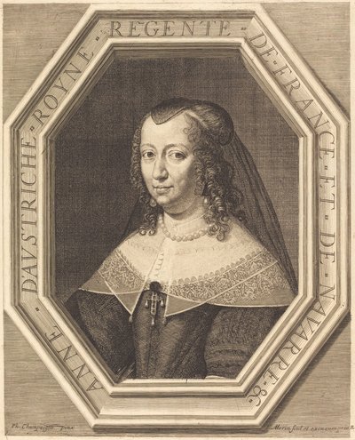 Anne av Østerrike av Jean Morin after Philippe de Champaigne