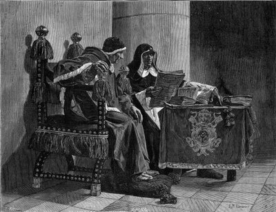 Paven og inkvisitoren sier også "Sixte IV (1471-1484) og Tomas de Torquemada (1420-1498)"" gravering etter maleriet av John Paul Laurens (1838-1921) av Jean Paul Laurens