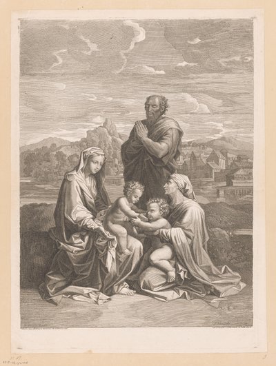 Hellig familie med Elizabeth og døperen Johannes av Jean Pesne