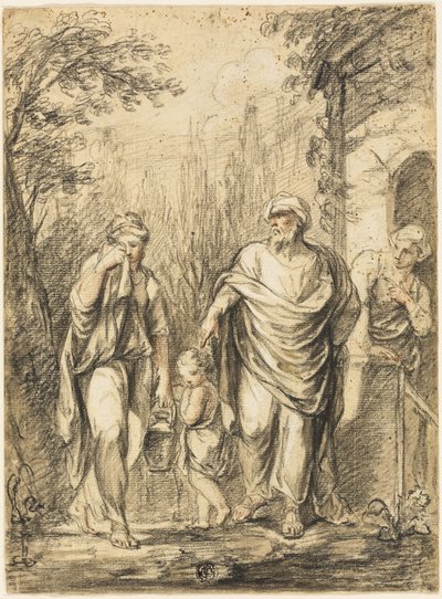 Abraham driver ut Hagar og Ismael av Jean Pierre Antoine Tassaert