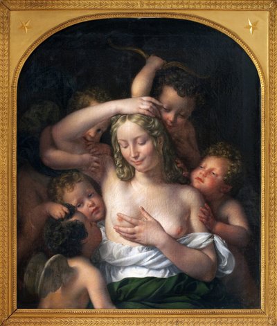 Nymfe og kjærlighet. Maleri av Jean Pierre Granger (1779-1840), olje på tre, 96,5 x 82 cm av Jean Pierre Granger