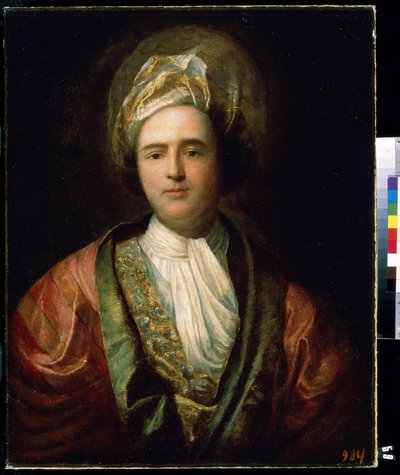 ""Portrett av en komiker i orientalsk scenekostyme"" (Portrett av en skuespiller) Han har på seg en turban. Maleri av Jean Ranc (1674-1735) Mikhail Kroshitsky kunstmuseum fra 1700-tallet, Sevastopol (Sevastopol) Ukraina av Jean Ranc