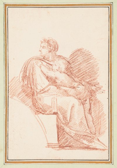 Josiah med Jekonja i armene, Kristi forfedre fra taket i Det sixtinske kapell av Michelangelo av Jean Robert Ango