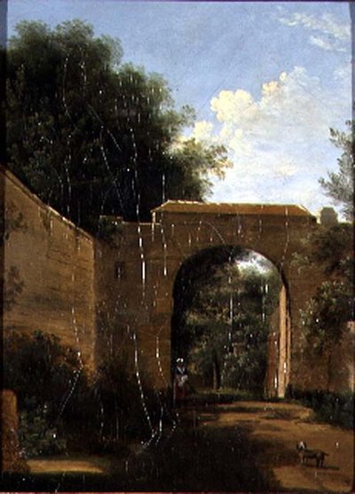 A Walled Garden (olje på lerret) av Jean Victor Bertin