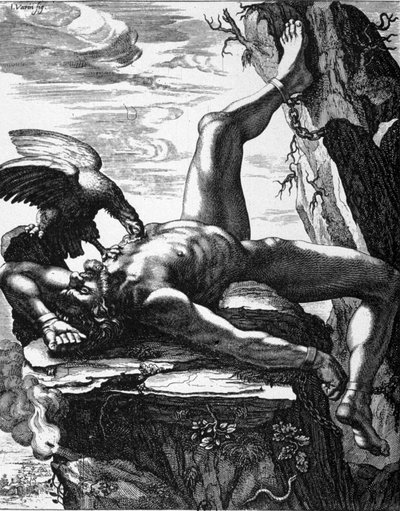 Chained Prometheus - i malerier av tempelet til musene i De Marolles. Paris av Jean Warin