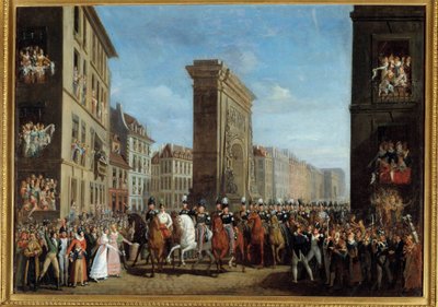 Campaign of France (Sixieme-koalisjonen) "" Overgangen til suverene allierte på Boulevard Saint Denis den 31/03/1814"" Maleri av Jean Zippel (1789-?) 1800-tallet Søn. 0,17 x 2,22 m Paris, musee Carnavalet - Campaign of France (Sixth Coalition) "" Passasje  av Jean Zippel
