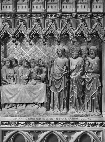 Katedral, interiør, korskjerm, Jesus Kristus vises ved Oljeberget, ca. 1340-51 (polykrom stein) av Jean and Jean Le Boutellier Ravy