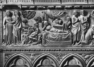 Katedral, interiør, korskjerm, visitasjon, bebudelse til hyrdene, fødsel, ca. 1340-51 (polykrom stein) av Jean and Jean Le Boutellier Ravy
