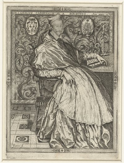 Portret van kardinaal Karel van Bourbon Charles Cardinal of Bourbon i en alder av 28 av Jean de Gourmont (I)