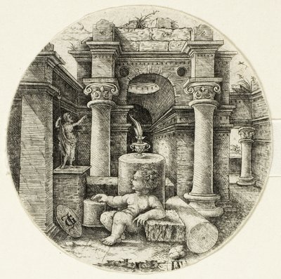 Sittende nakenbarn av Jean de Gourmont