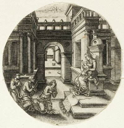 Jomfruen sitter på et alter av Jean de Gourmont