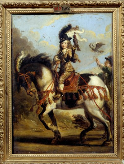Rytterportrett av den unge Ludvig XIV (1638 -1715) på vei på jakt. Maleri av Jean De Saint Igny (? 1647). Olje på lerret. Mål: 0,41 X 0,30m. Chantilly, Musee Conde av Jean de Saint Igny