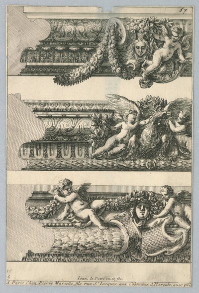 Design for malte rammer, fra "Bordures de Tableau" av Jean le Pautre