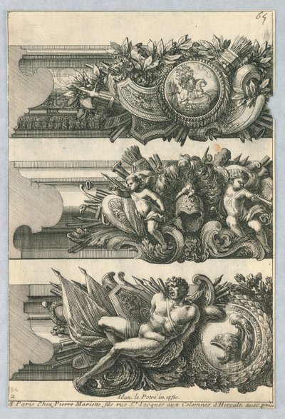 Design for malte rammer, fra "Bordures de Tableau" av Jean le Pautre