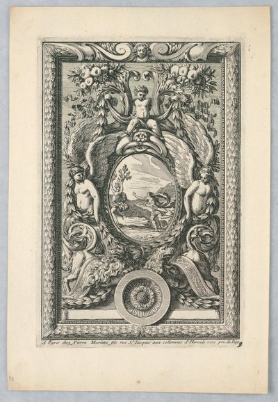 Ark fra settet, "Peaneaux Ornaments for... Paneling" av Jean le Pautre