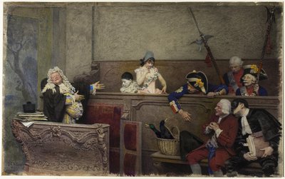 Prøve av Pierrot (akvarell og gouache, over grafitt, på krembrett) av Jean or Jehan Georges Vibert
