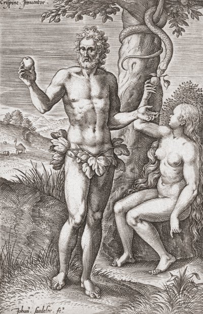 Adam og Eva i Edens hage. (skrive ut) av Jean or Johann Sadeler
