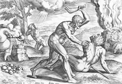 Kain dreper Abel av Jean or Johann Sadeler