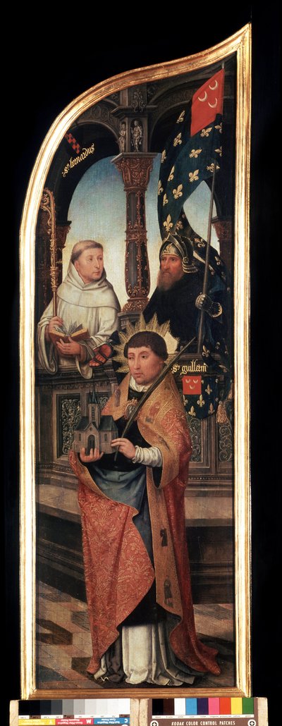 ""Representasjon av Saint William av Brussel, Saint Bernard of Clairvaux (San Bernardo di Chiaravalle)"" Høyre panel av kunngjøringens triptyk (Bebudelsen). Maleri på tre av Jean Bellegambe den eldre (1470-1534) Saint Petersburg, m av Jean the Elder Bellegambe