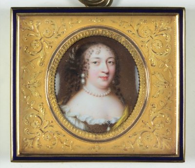 En dame som heter Madame de Louvois (emalje) av Jean the Elder Petitot