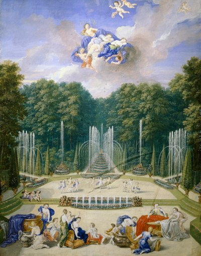 Frankrike, Versailles, Vannleker i hager, av Jean Cotelle av Jean the Younger Cotelle