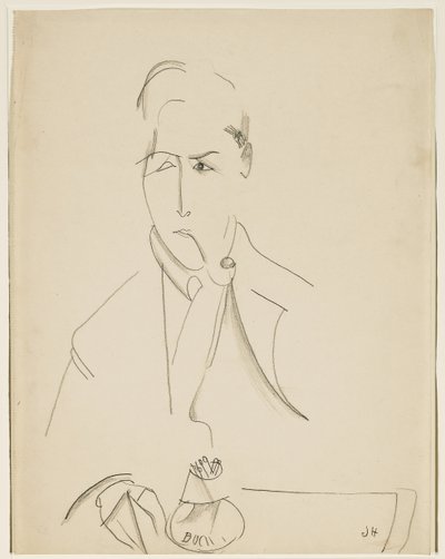 Portrett av Modigliani med pipe av Jeanne Hébuterne