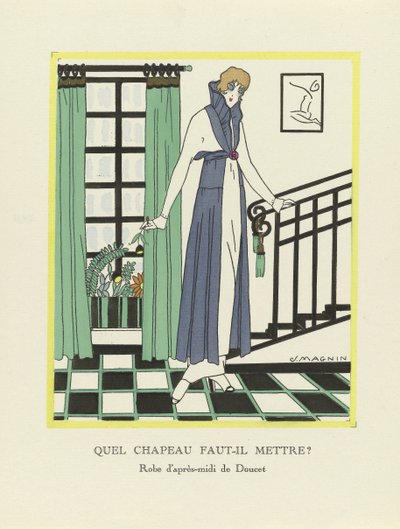 Hvilken hatt skal jeg ha på meg?, pub. 1914 (stensiltrykk) av Jeanne Magnin