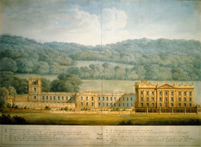 The West Front of Chatsworth House (akvarell på papir) av Jeffry Wyatville