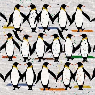 Dancing Penguins, 2022 (blandet media) av Jenny Frean