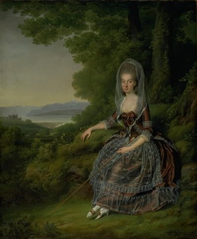 Baronesse Matilda Guiguer de Prangins i parken hennes ved Genfersjøen av Jens Juel