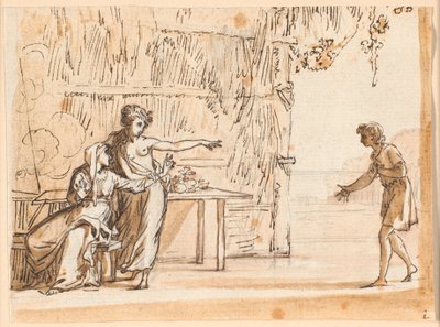 En scene fra Salomon Gessners idyll "Le premier navigateur" av Jens Juel