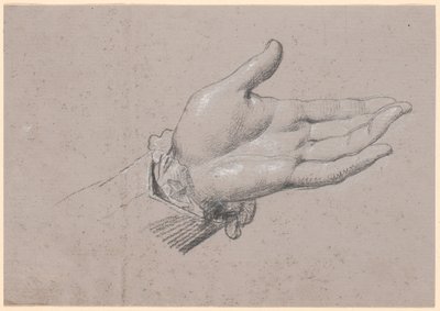 Studie av en venstre hånd, brukt i fullengdeportrettet av Frederik den Sjette som kronprins fra 1786 på Amalienborg av Jens Juel