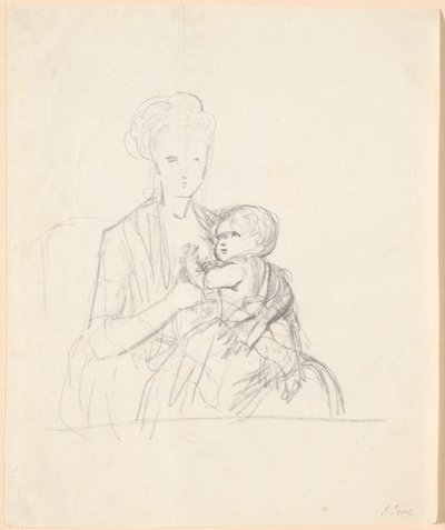 Utkast til portrett av grevinne Sophie Magdalene Raben, født von Qualen med sin eldste sønn, født 1784 av Jens Juel