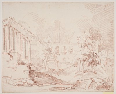 Italiensk prospekt med tempel og kirke av Jens Petersen Lund