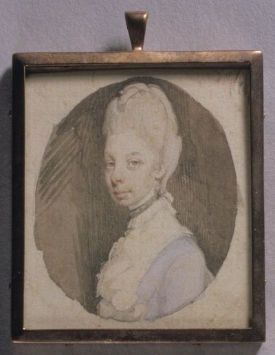 Portrettminiatyr av dronning Charlotte, ca. 1772 (wc på elfenben) av Jeremiah Meyer