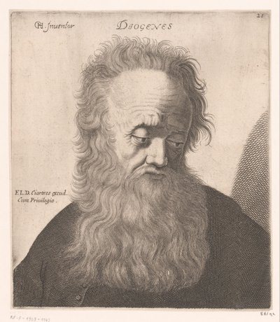 Portrett av Diogenes av Sinope Diogenes (tittel på objekt) Byster av filosofer og konger (serietittel) av Jerôme David (attributed to)