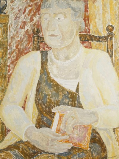 Portrett av fru Ody som holder en bok av Jessica Stewart Dismorr