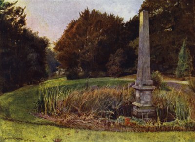 Chiswick House, Obelisken i bassenget (farge litho) av Jessie MacGregor