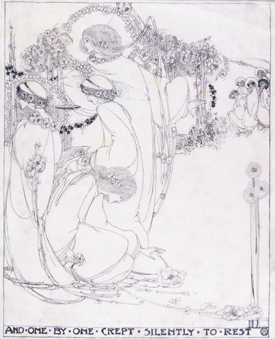 And One by One Crept Silently to Rest, ca. 1902-3 (penn og svart blekk på vellum) av Jessie Marion King
