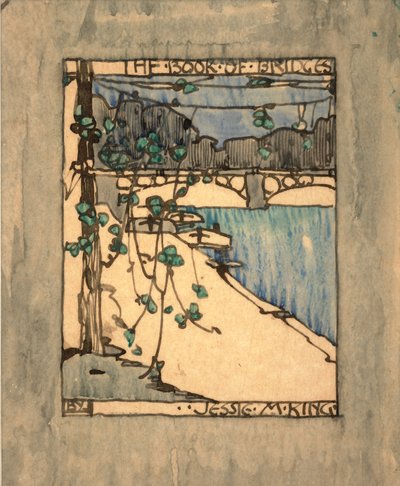 Frontispice for "The Book of Bridges", ca. 1911 (akvarell og blekk på papir) av Jessie Marion King